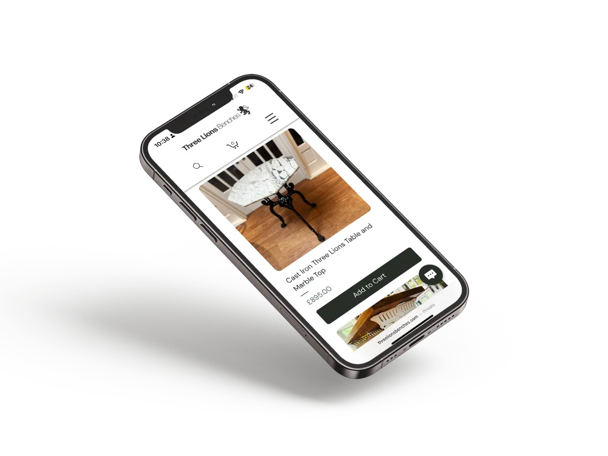 three lions website mobile mockup