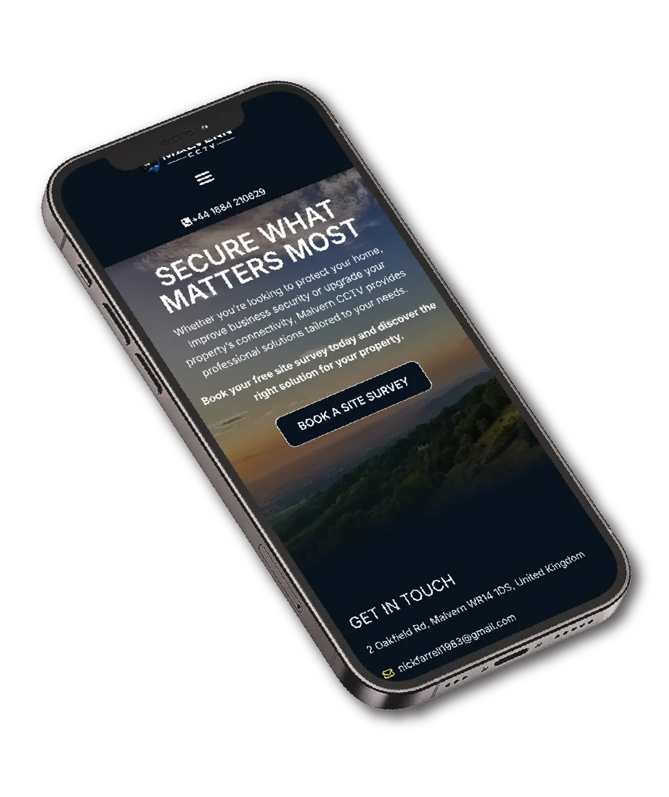 malvern cctv website mobile mockup