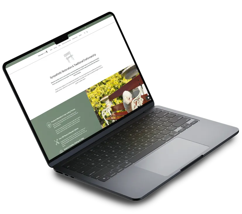 Mockup of website on a laptop