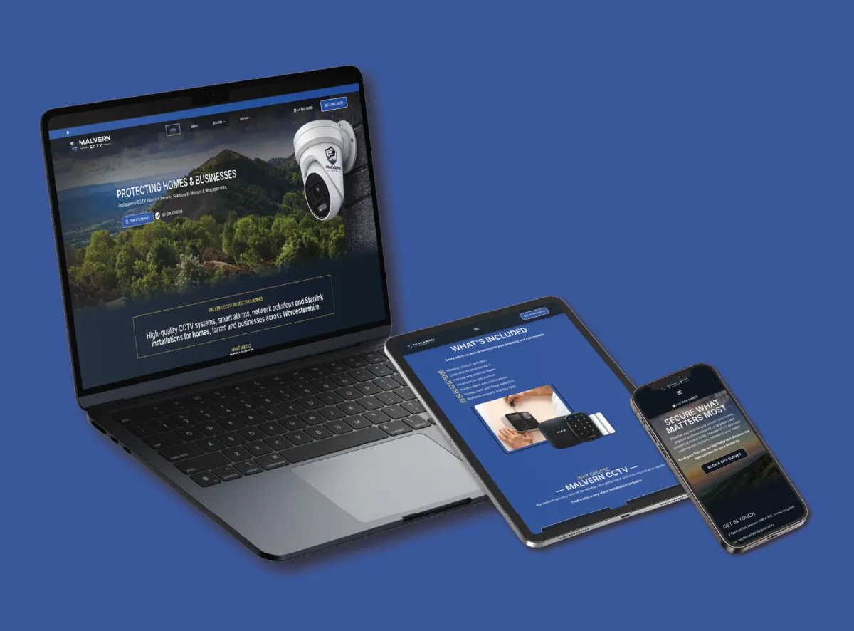 Malvern cctv website design mockup