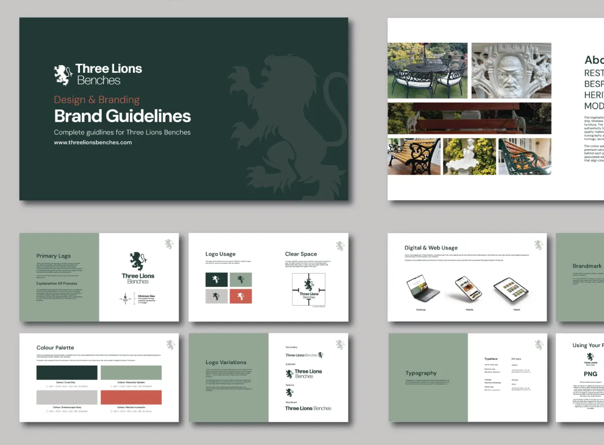 three lions brand guidelines mockup design