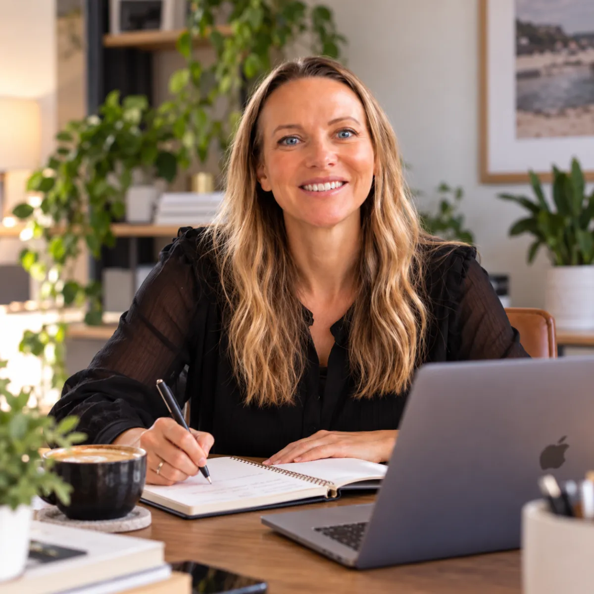 Niky Egerton at her desk writing a list of everyday work skills that could become a business
