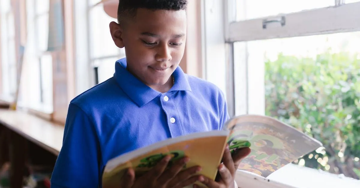 Boy reading a magazine