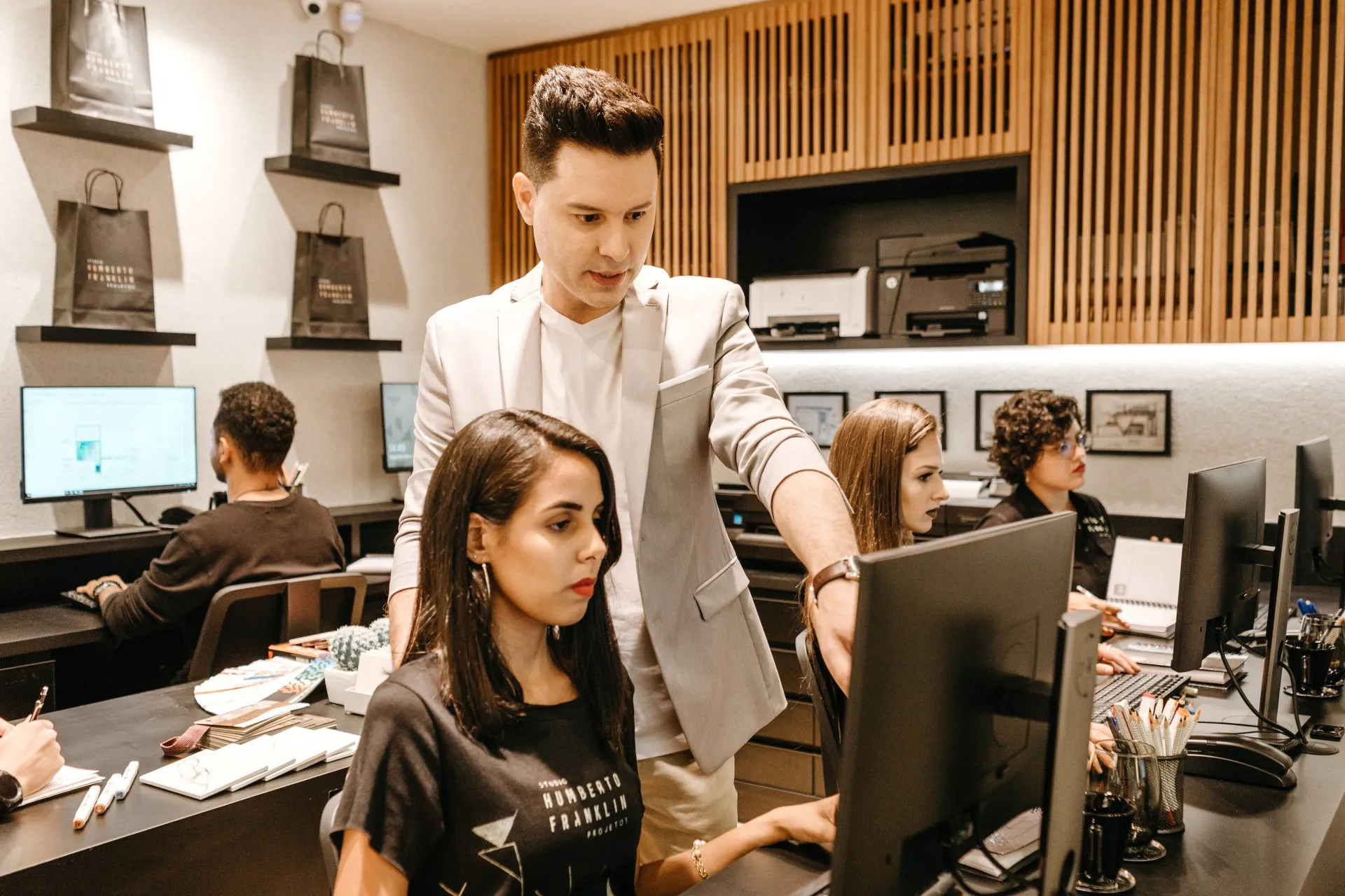 Colleagues working in an office