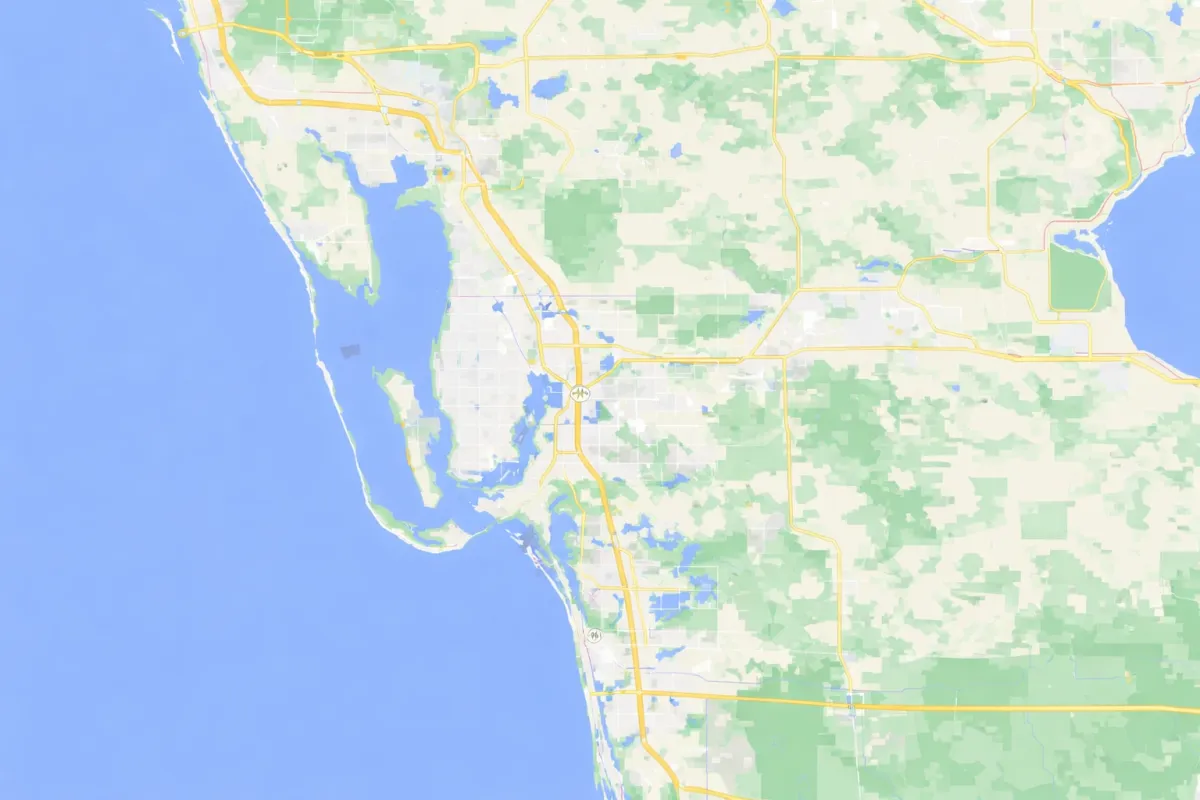 Map of Gulf Breeze Screen Enclosures service area in Southwest Florida
