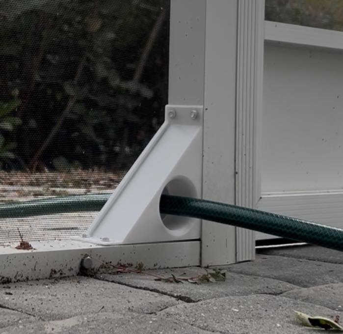 Close-up of PatioPass cord pass-through installed