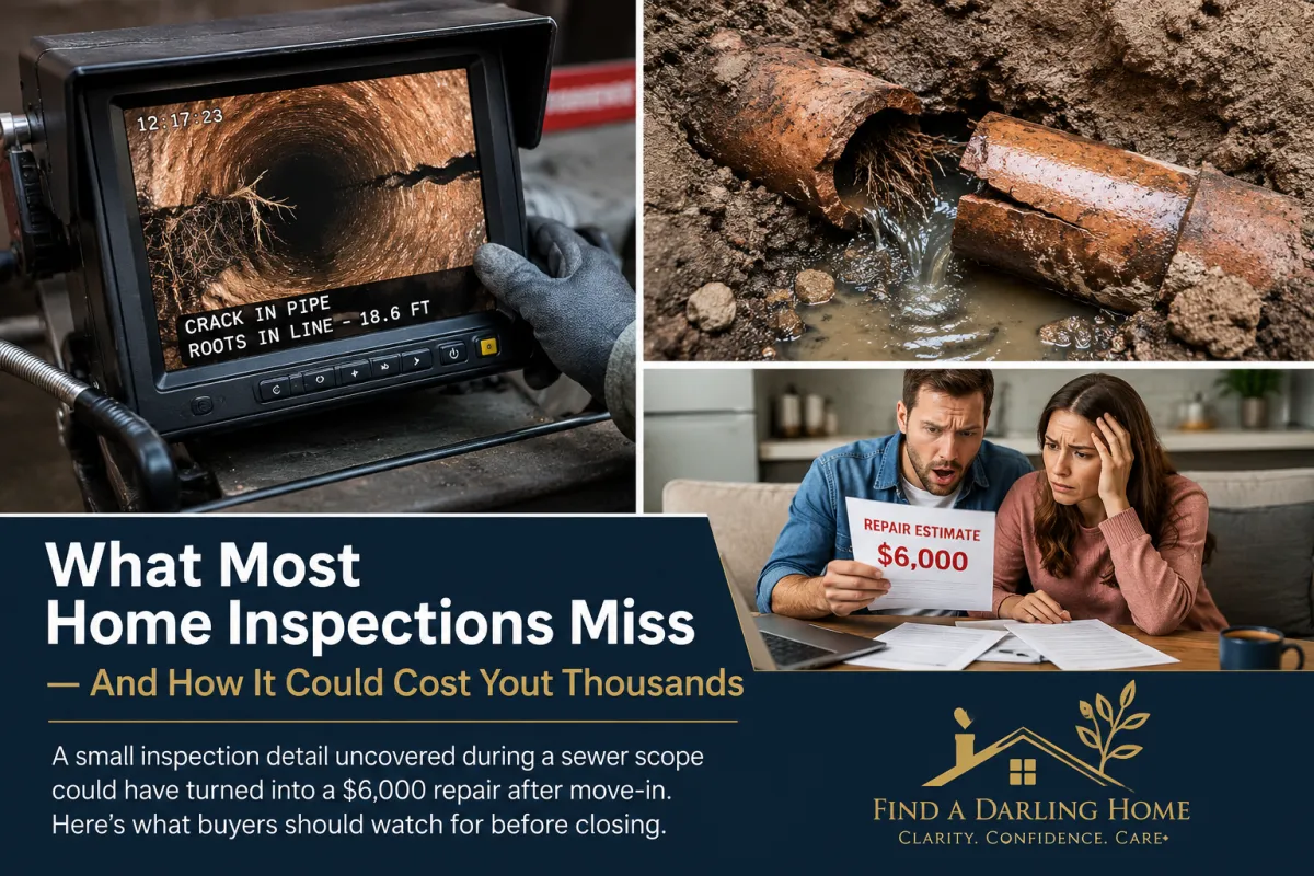 Sewer scope inspection revealing hidden sewer line damage before home purchase
