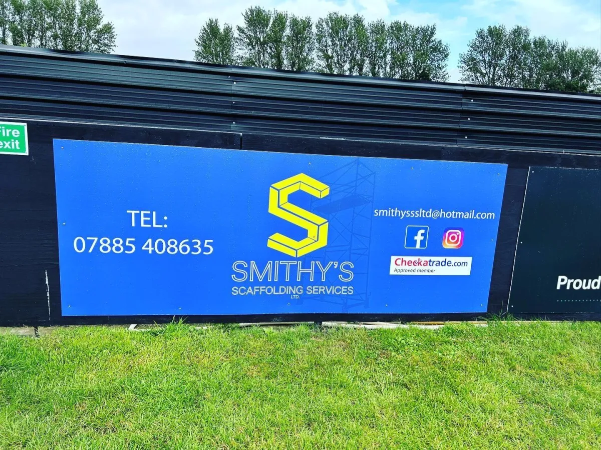 Smithy's Scaffolding Services Sponsor Board at Sittingbourne Ladies Football Club