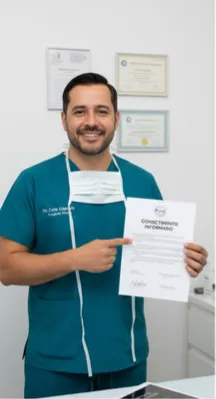 Dr. cirujano con su titulo en la mano