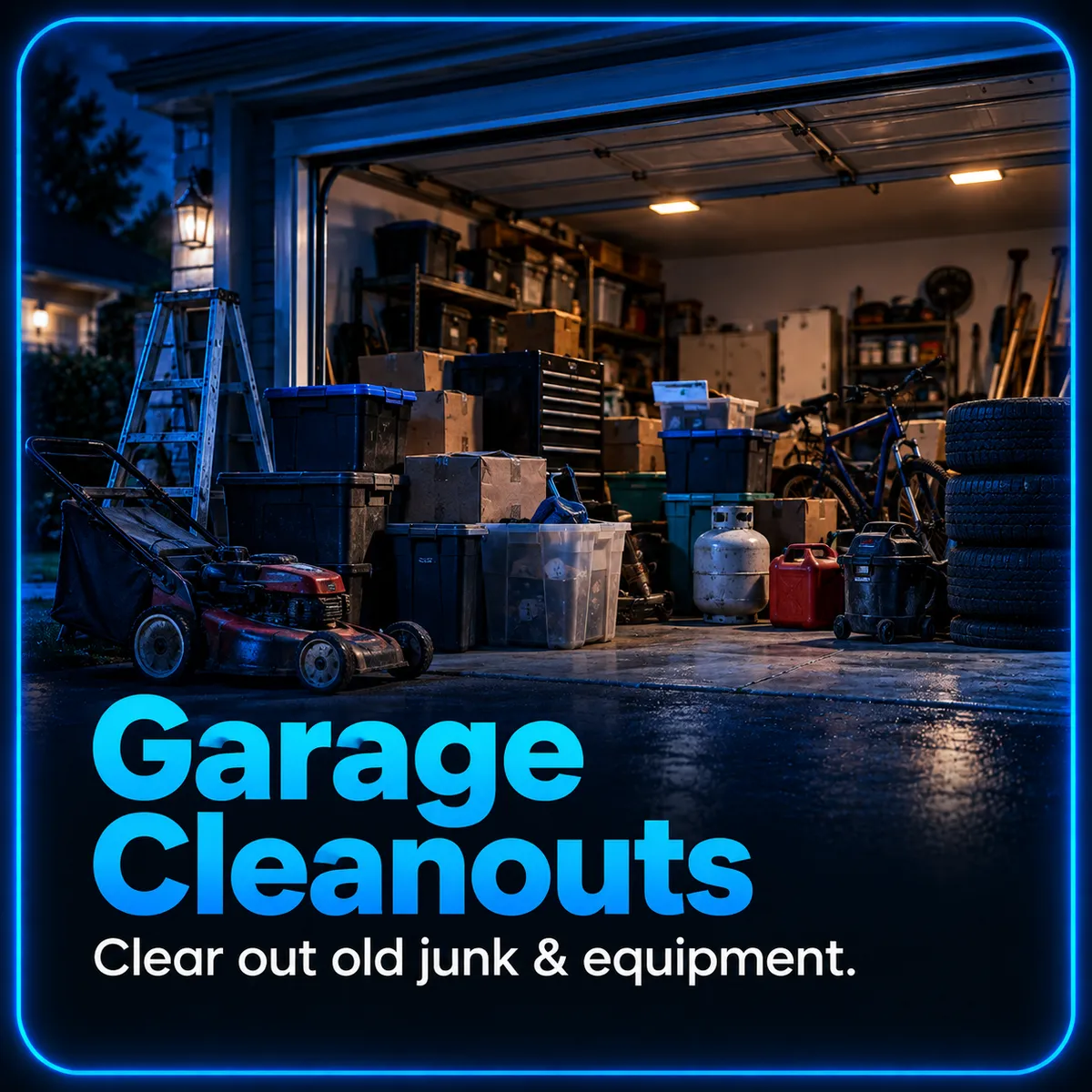 Garage cleanout service for clutter, stored items and unwanted household junk