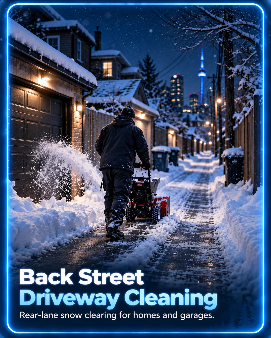 Rear lane driveway snow clearing in Edmonton