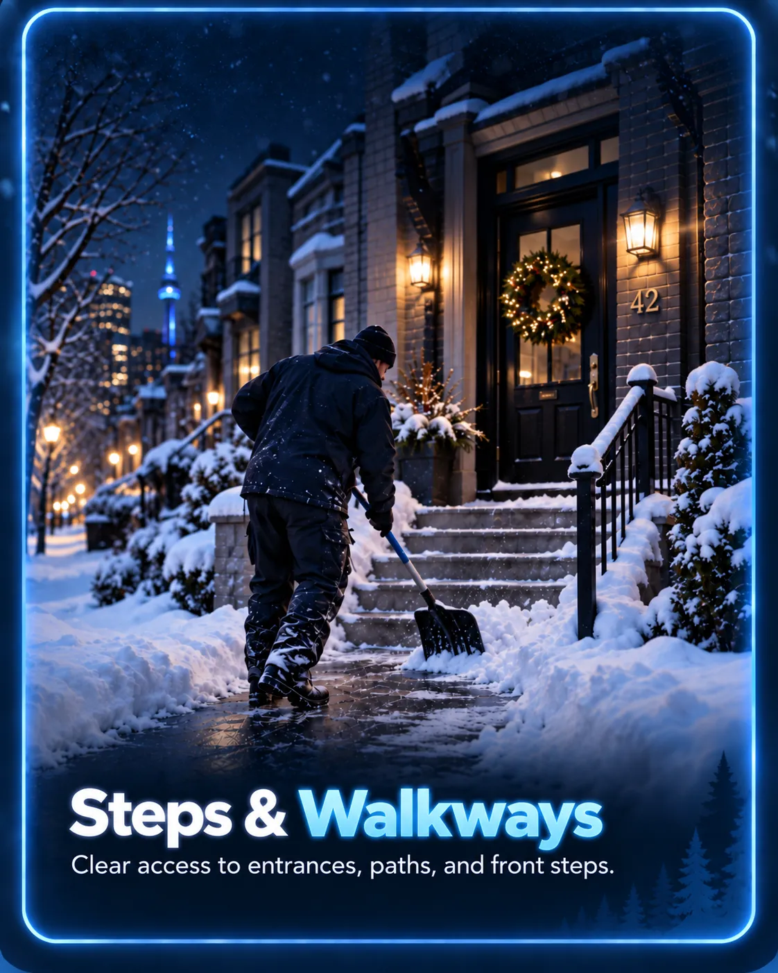 Snow clearing for residential steps and walkways in Edmonton