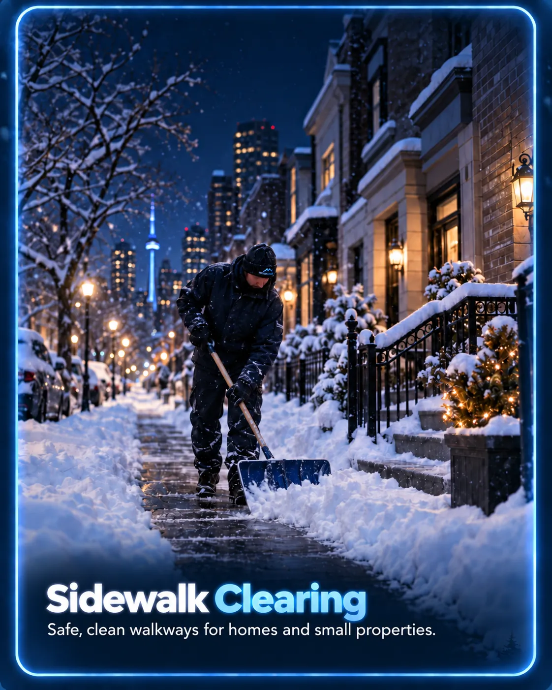 Residential sidewalk snow clearing in Edmonton