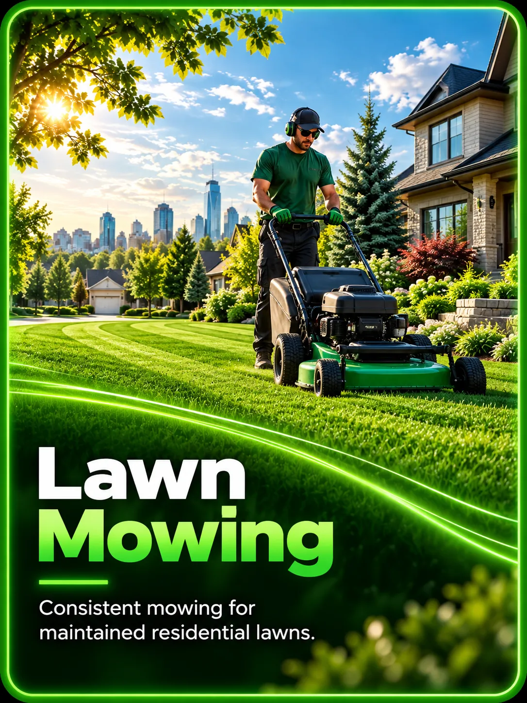 Lawn mowing service for residential properties in Edmonton