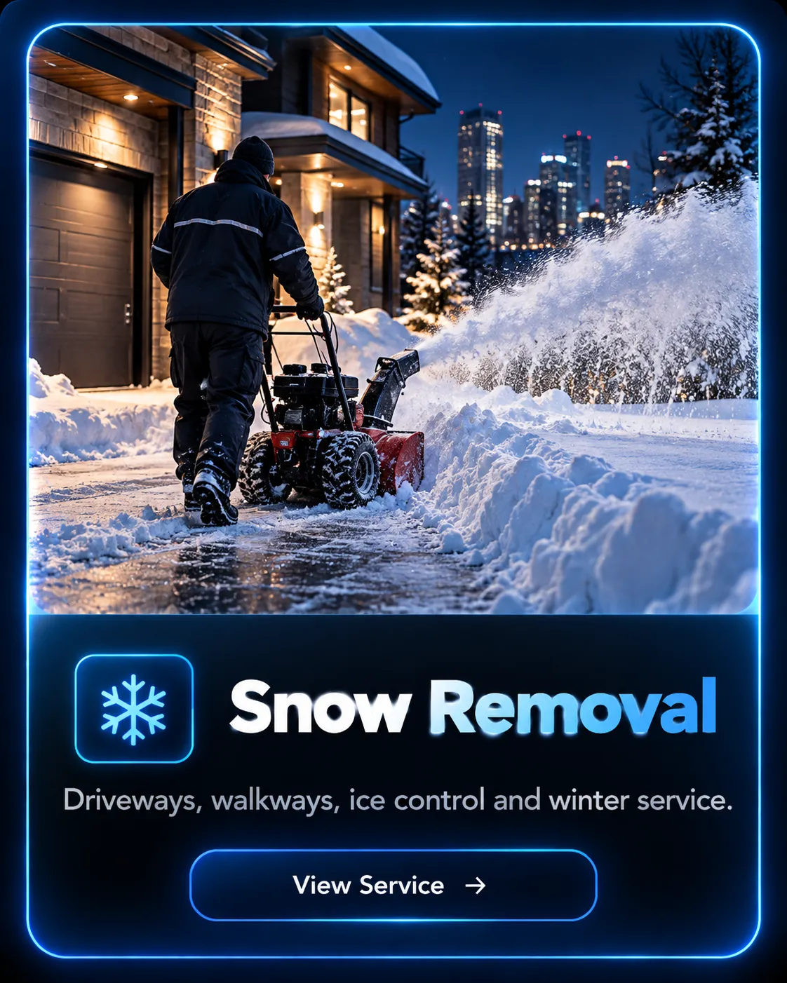 Residential snow removal for driveways, walkways and ice control