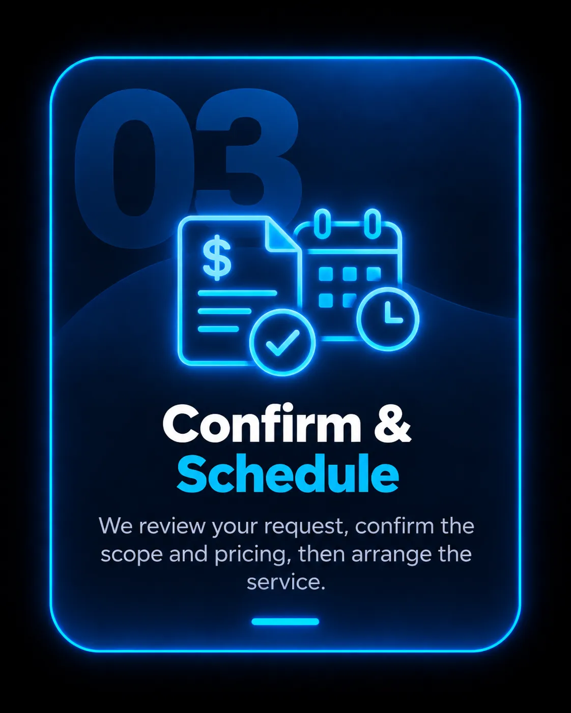 Confirm the service quote, scope and scheduling details
