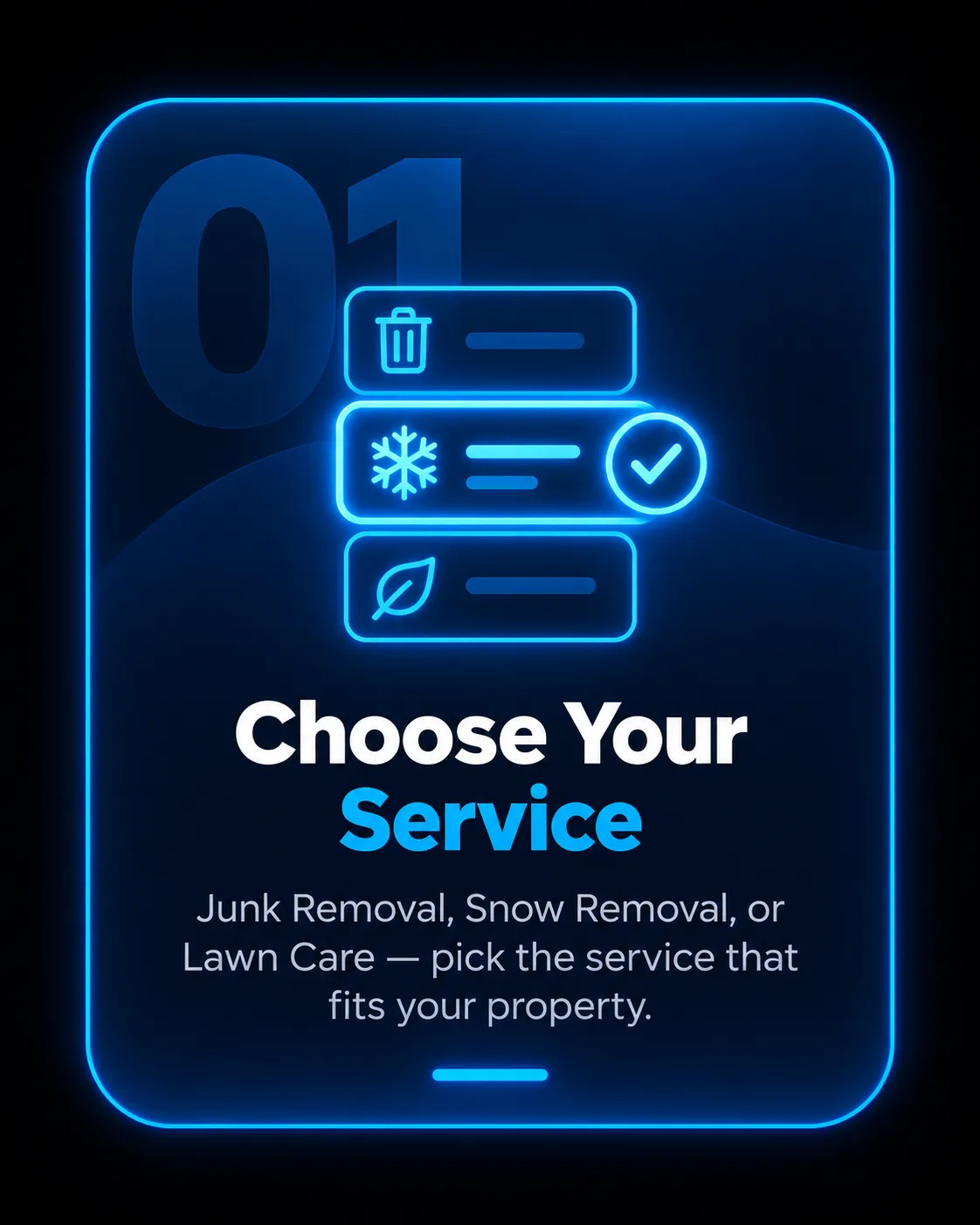 Choose between junk removal, snow removal and lawn care services