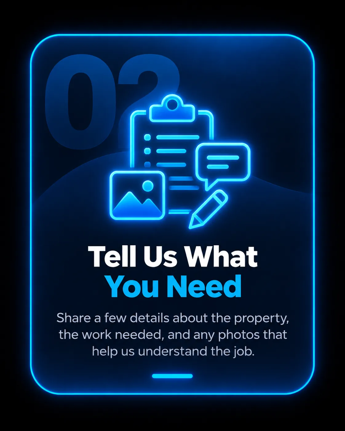 Share property details, service needs and helpful photos