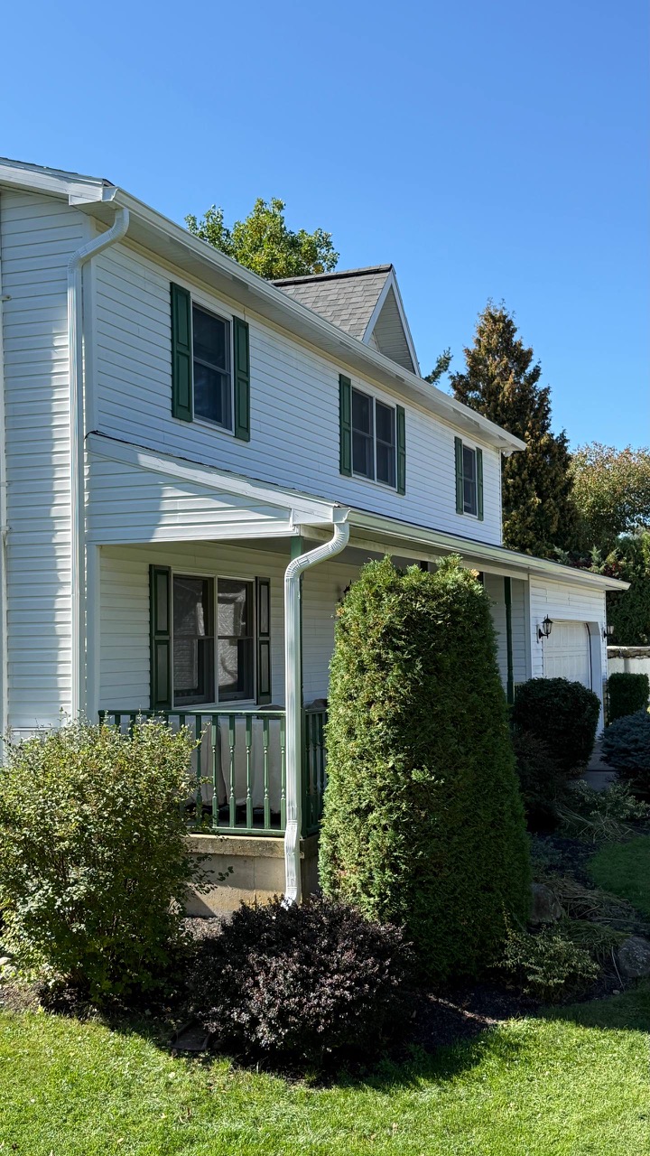 New custom seamless aluminum gutter system installed on Hazleton home