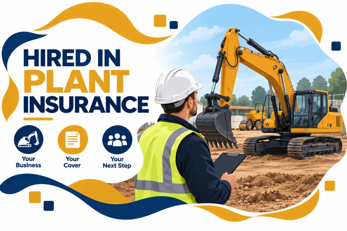 Hired excavator on a construction site covered by hired-in plant insurance