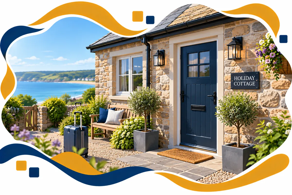 Holiday cottage exterior with a closed front door, representing a short-let property needing insurance after a refusal