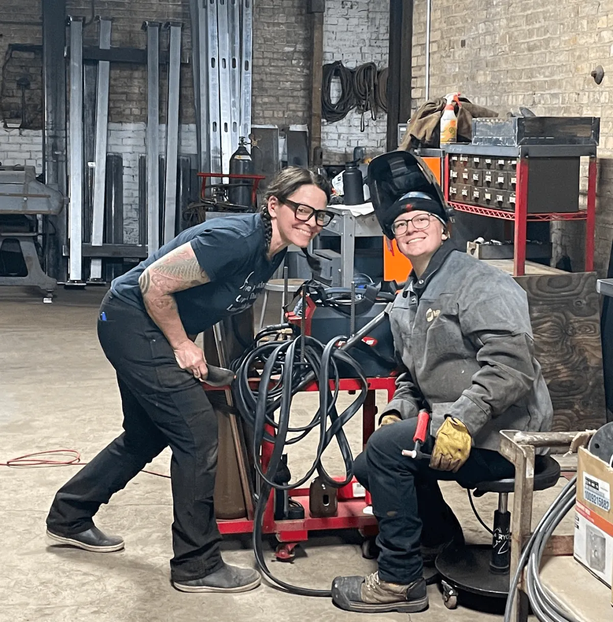 Carla Hall & welder-Industrial Arts Mentorship for All-Minneapolis