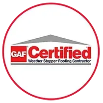 GAF Certified Weather Stopper roofing contractor badge.