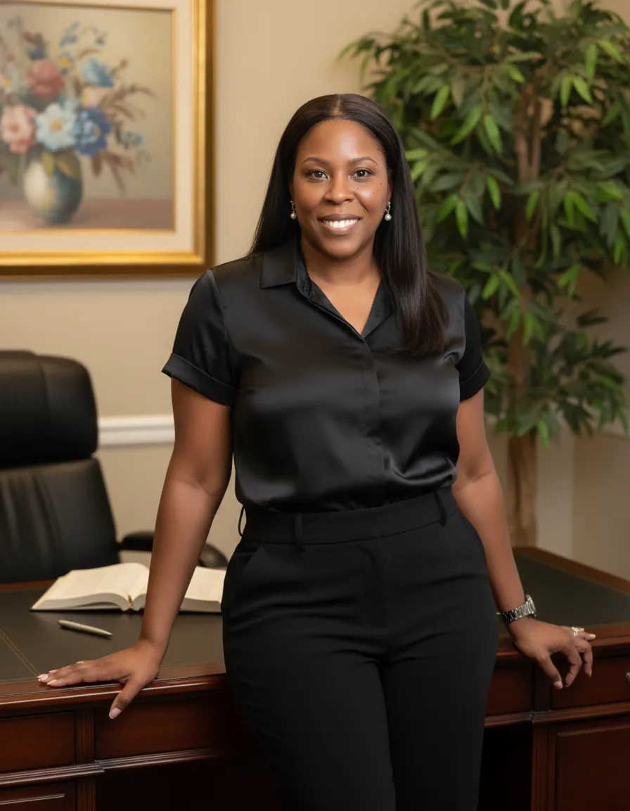 an aerial view of a building with blue and white umbrellas
