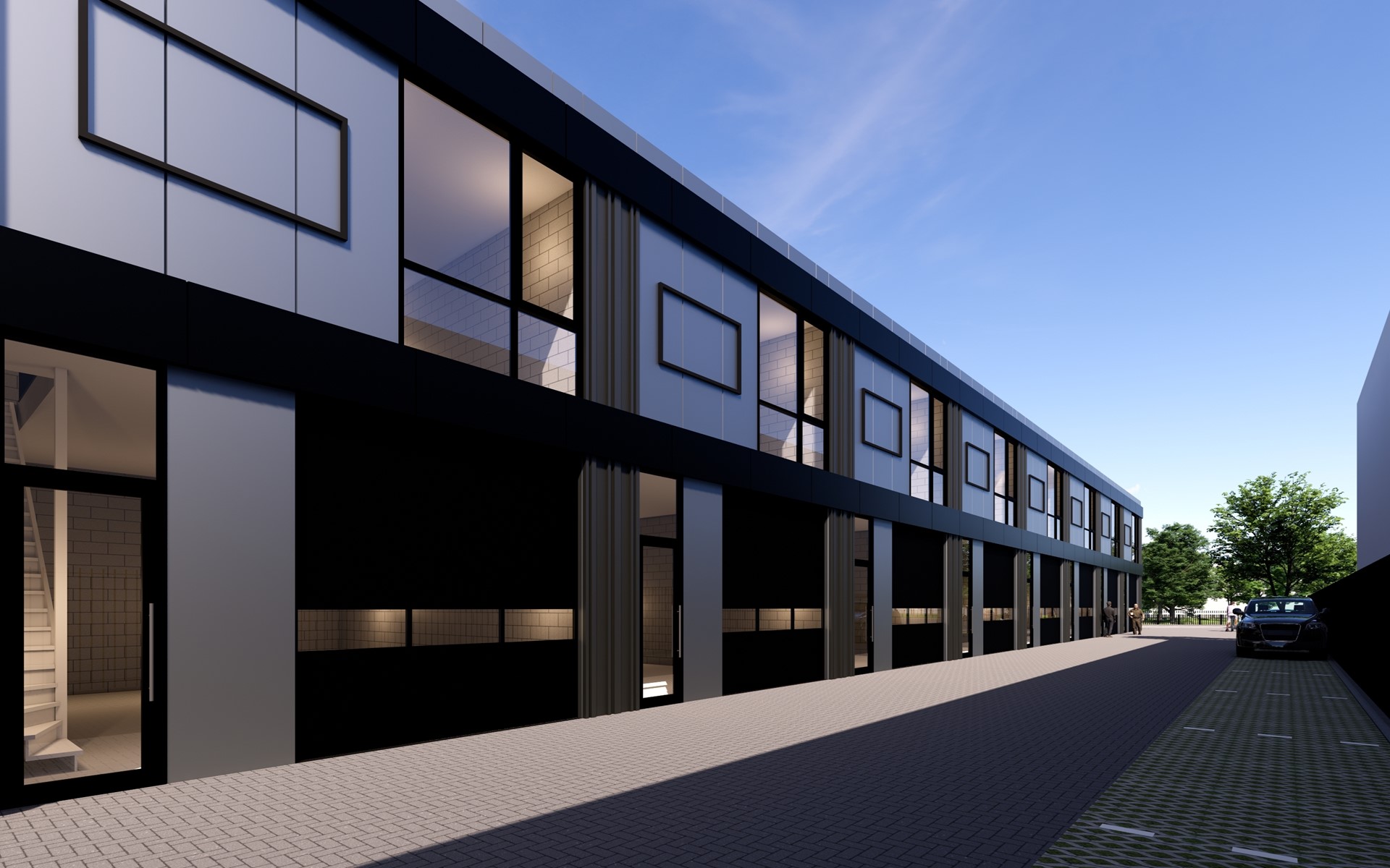 A 3:2 landscape image of a functional allround unit interior showing flexible workspace, tall doors and clear circulation, neutral tones and professional lighting to highlight versatility.