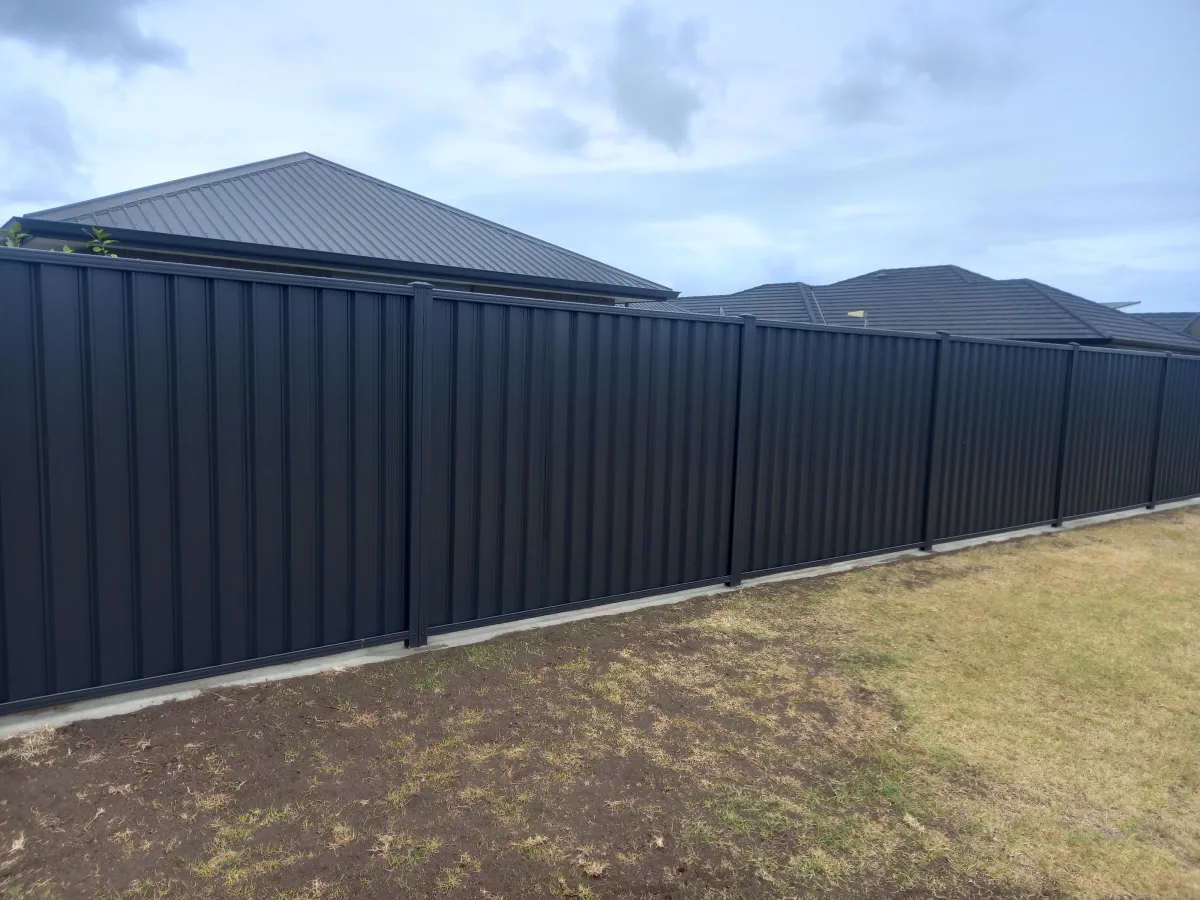 Black aluminium fencing around modern garden in Whakatane