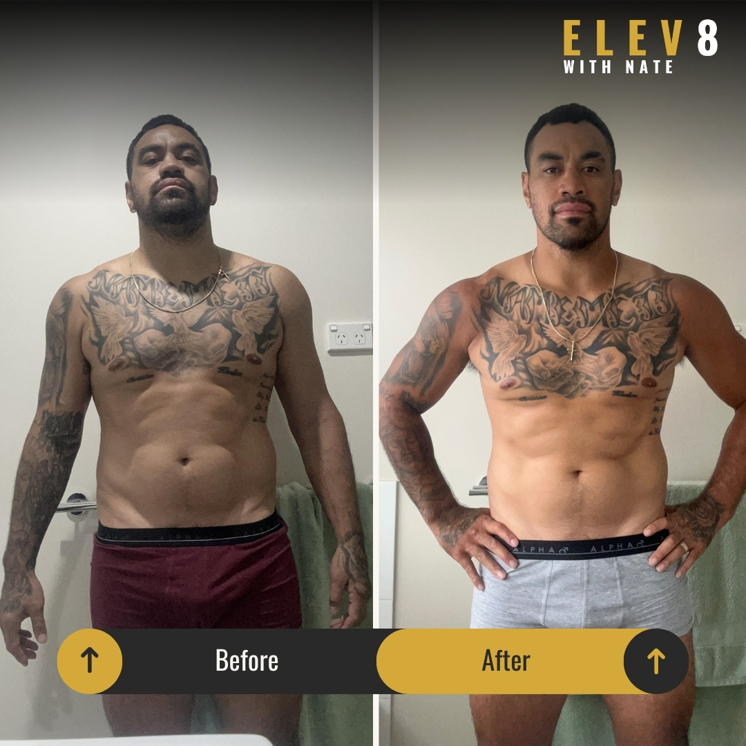 Before and after transformation of client