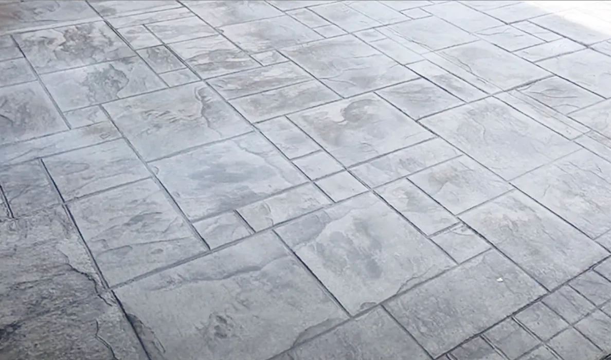 Custom stamped concrete pattern on driveway