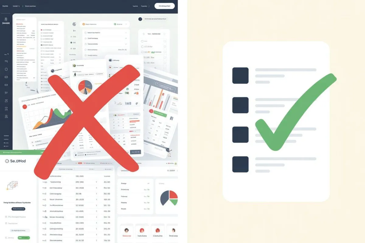 An accounting dashboard with an 'X' there. It compared to a checklist with a check mark