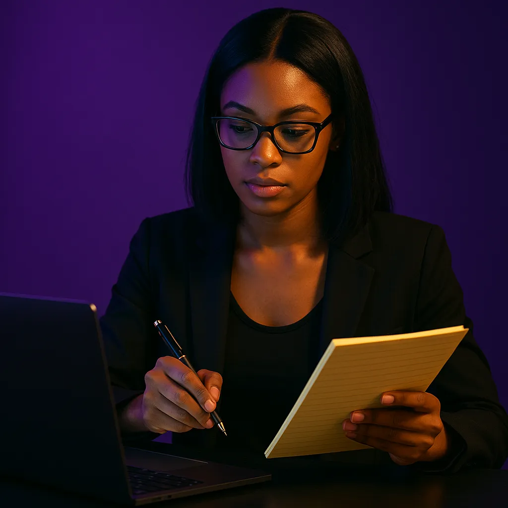 A cinematic digital image of a young man in a dimly lit supermarket aisle, holding a bright yellow shopping basket marked with a bold purple "C" logo. He appears focused and contemplative as he examines the basket, while warm yellow pendant lights and Regal Purple tones fill the scene, evoking brand-driven marketing symbolism and purchase behavior cues.