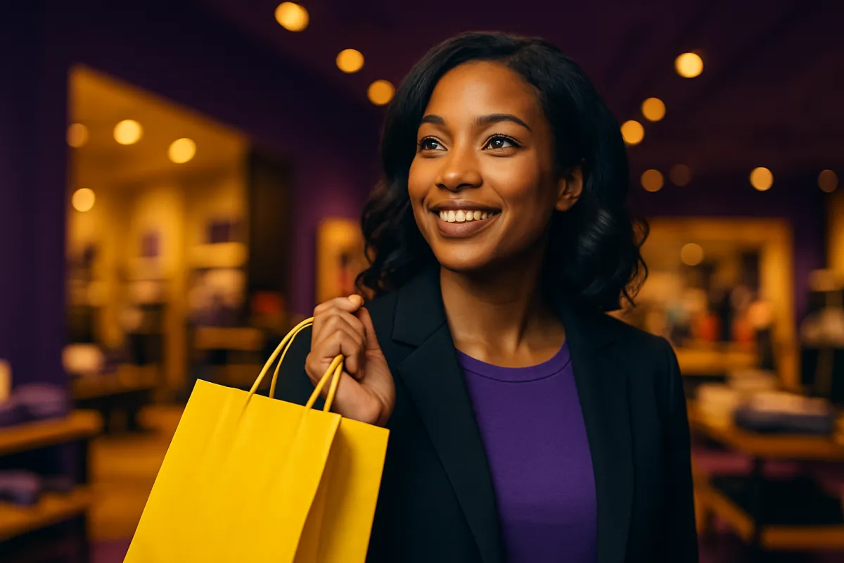 A serious-looking man in a dimly lit conference room studies a glowing yellow warning symbol in front of a purple screen displaying an upward-trending graph, representing the risks of loyalty-based marketing strategies.