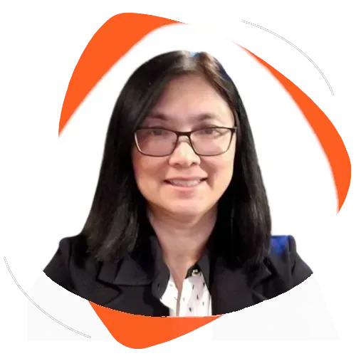 Headshot of Bonnie Yam smiling wearing black blazer and white blouse.