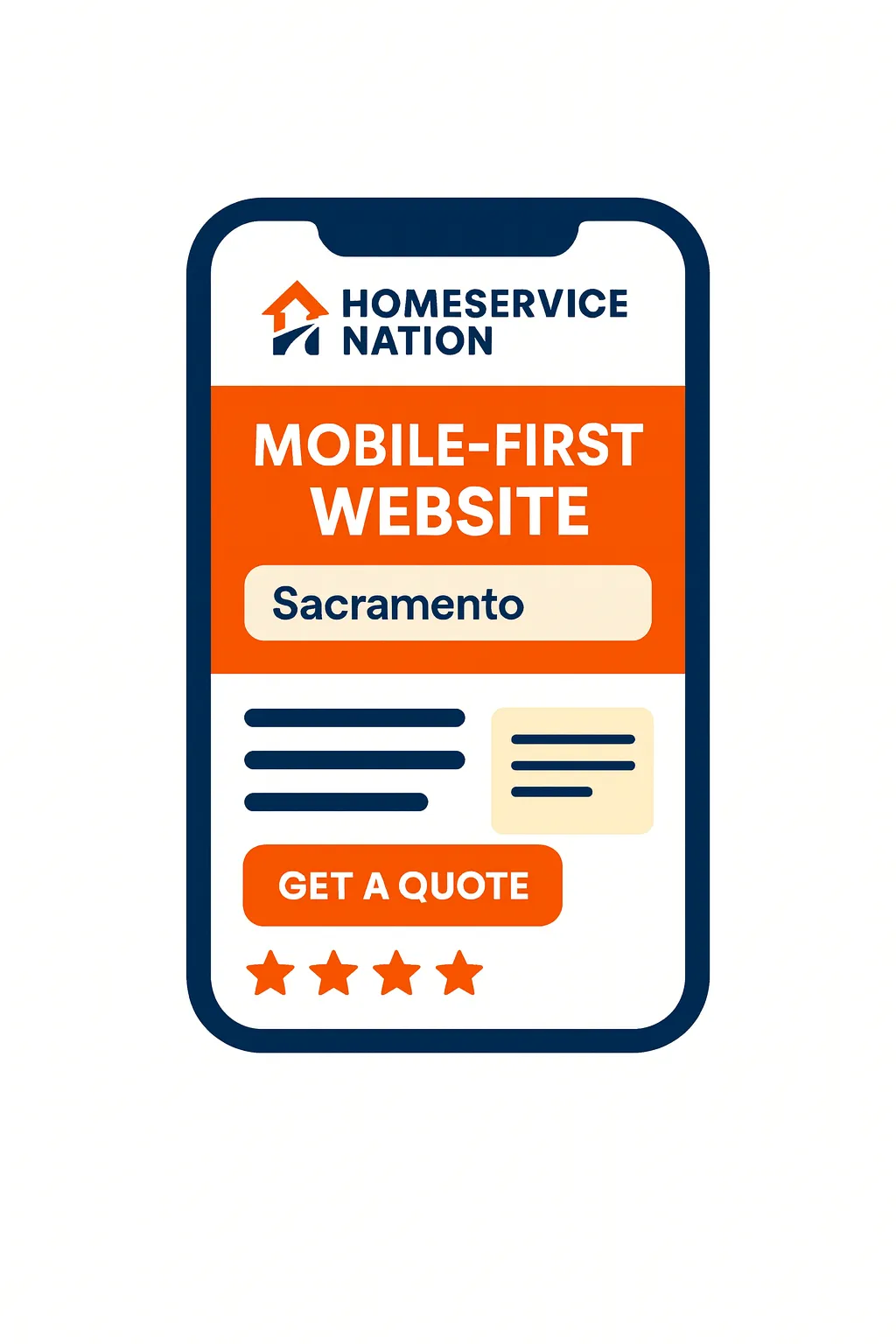 Mobile-first website design for home service businesses in Sacramento, San Jose, Central Valley, Los Angeles, Orange County, and San Diego, California.
