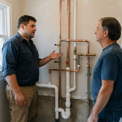 Completed residential plumbing system reviewed in a Spring Hill, KS utility room.