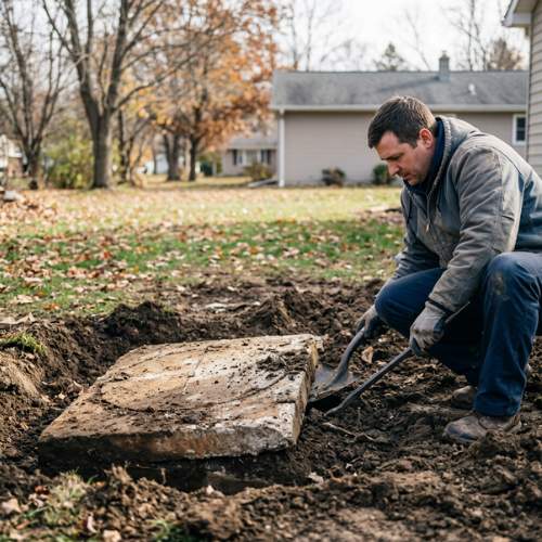 a plumber opens a septic tank that needs repair in spring hill, ks