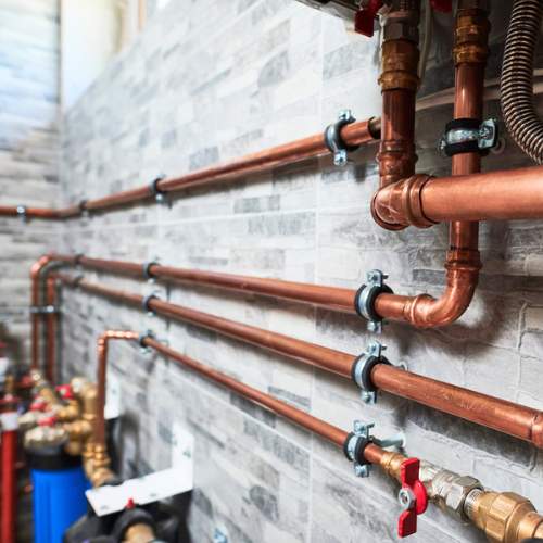 Close up of new whole house repipe in new century, ks