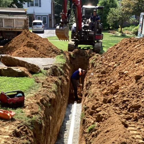 a trench for a new sewer line install in ottawa, ks