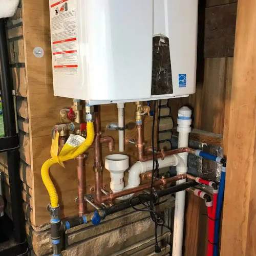 a newly installed tankless hot water heater in olathe, ks