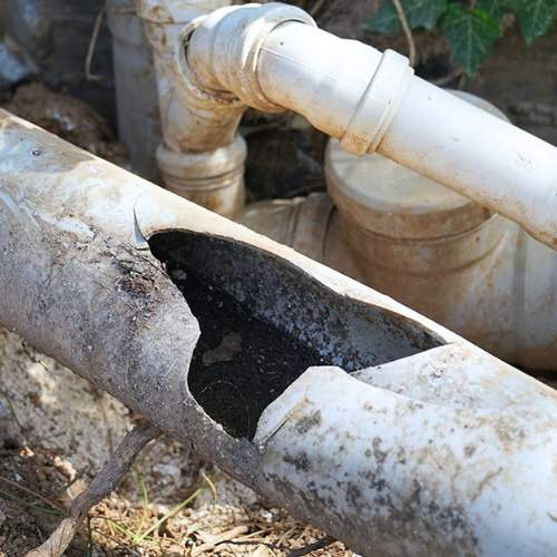 a sewer line needing to be repaired in a ditch in paola, ks