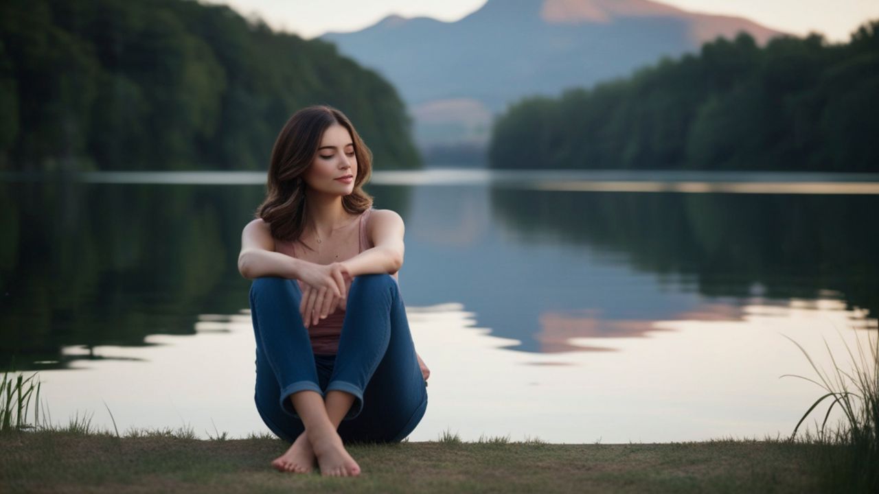 Calm mother regulating her emotions to create a peaceful environment for her children