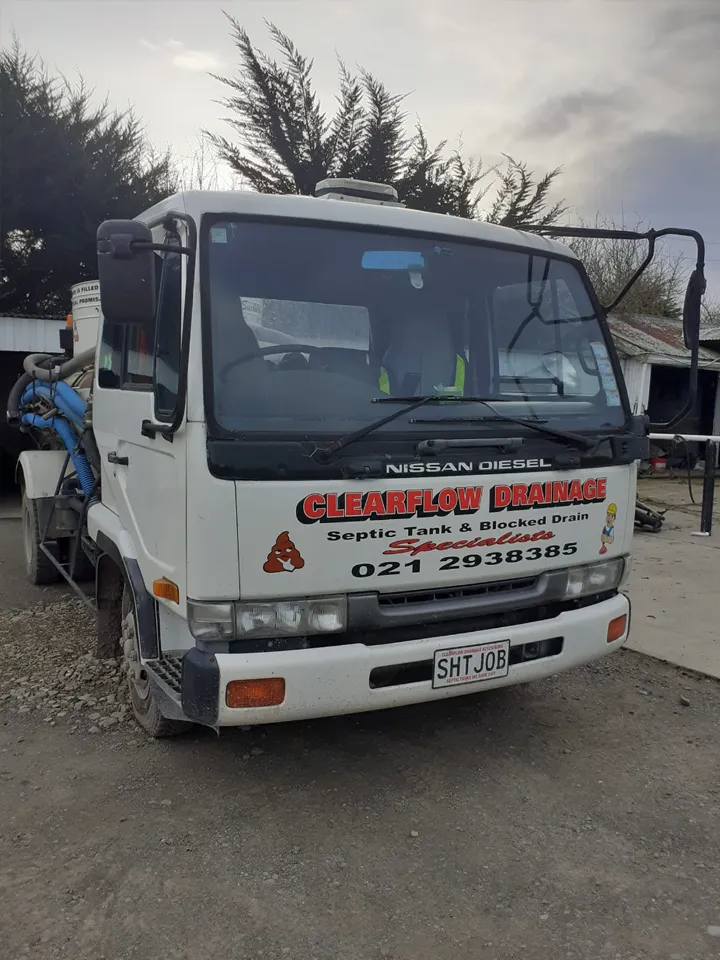 ClearflowDrainage truck providing rural and residential drain services across Canterbury