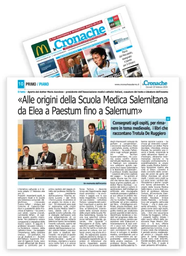 le cronache - articolo - Scuola medica salernitana - marco ascolese