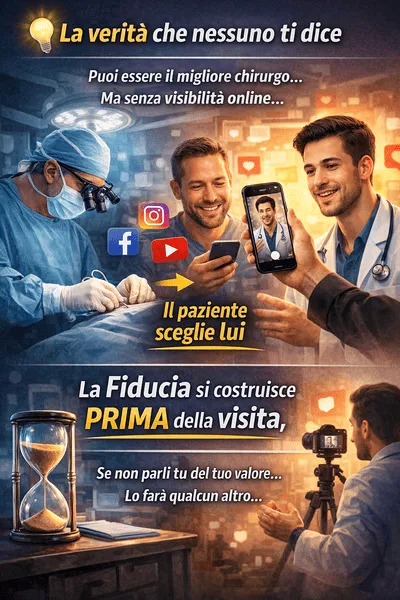 Spiegazione al medico che può essere il miglior hirurgo ma se il paziente non lo vede online è un prolema l fiducia si costruisce prima della visita con il protocollo medico vincente