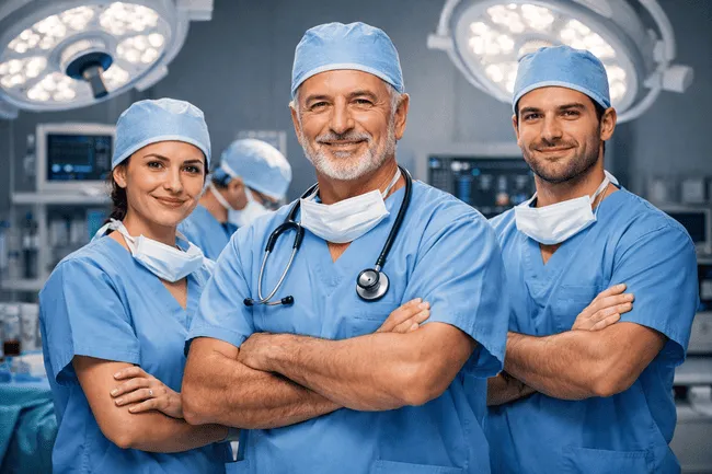 Medici in sala operatoria che usano il marketing medico di medico vincente