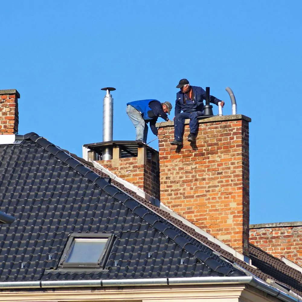 Chimney being cleaned