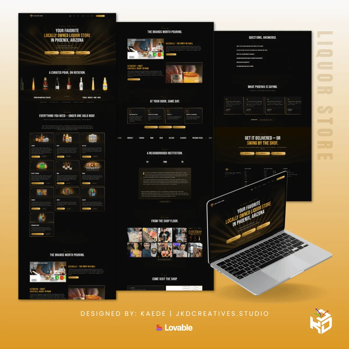 Multi-page liquor store website redesign, Arizona, built in Lovable